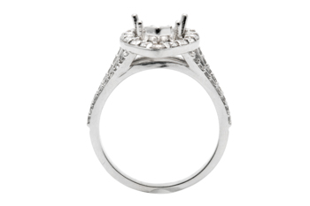 14K WHITE GOLD PEAR SHAPED HALO AND SPLIT SHANK SEMI MOUNTING